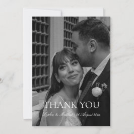 Elegante foto trouwkaart met dankbetuiging en noti bedankkaart