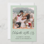 Elegante foto trouwreceptie sage uitnodiging (Voorkant)