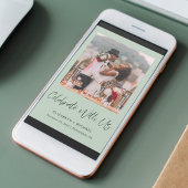 Elegante foto trouwreceptie sage uitnodiging