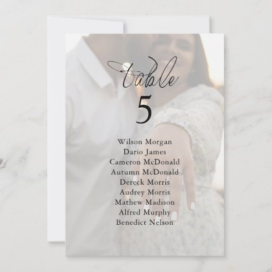 Elegante Foto Trouwstoel Grafiek Tafel Kaart (Voorkant)