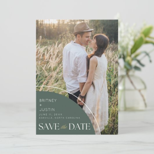 Elegante foto val bruiloft QR-code Save The Date (Staand voorkant)