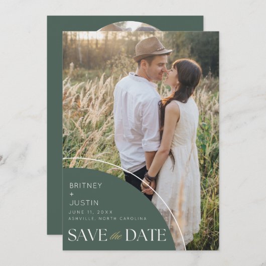 Elegante foto val bruiloft QR-code Save The Date (Voorkant / Achterkant)