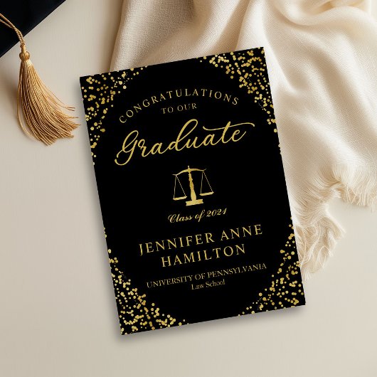 Elegante foto van diploma-uitreiking aan rechtenst kaart