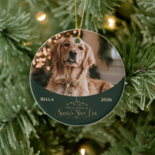 Elegante foto van hond op de goede lijst van Sinte Keramisch Ornament