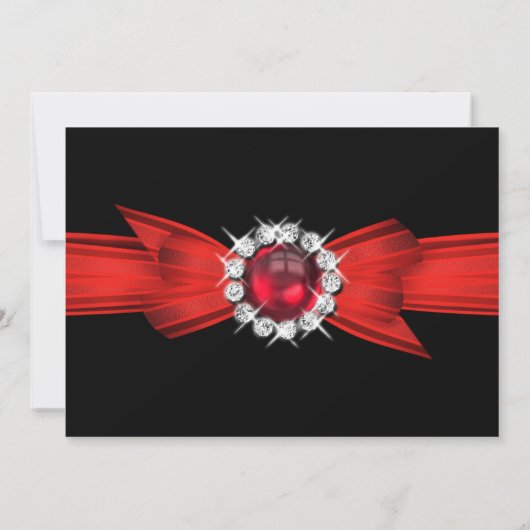 Elegante foto verjaardagsfeest dieprood zwart kaart (Achterkant)