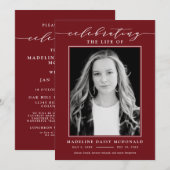 ELEGANTE FOTO VIERING VAN HET LEVEN MEMORIAL BEGRA KAART (Voorkant / Achterkant)