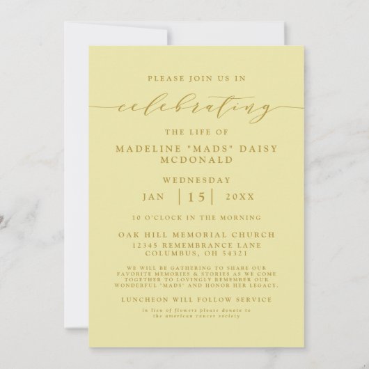 ELEGANTE FOTO VIERING VAN HET LEVEN MEMORIAL BEGRA KAART (Achterkant)