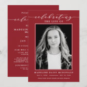 ELEGANTE FOTO VIERING VAN HET LEVEN MEMORIAL BEGRA KAART (Voorkant / Achterkant)