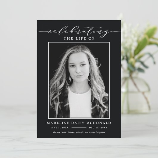 ELEGANTE FOTO VIERING VAN HET LEVEN MEMORIAL BEGRA KAART (Staand voorkant)