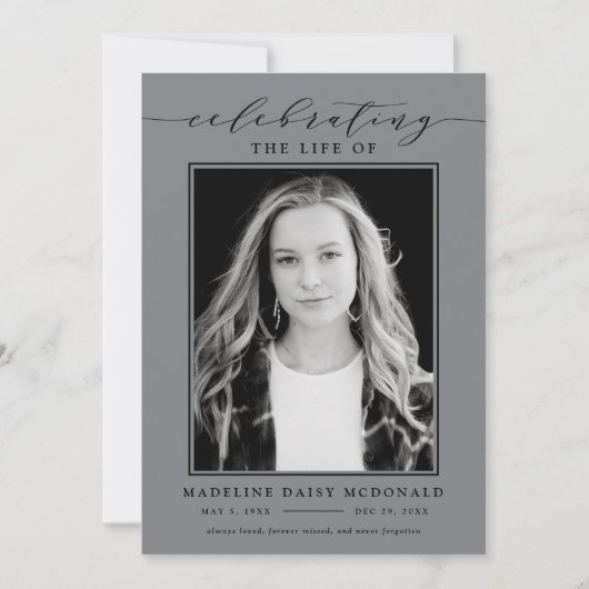 ELEGANTE FOTO VIERING VAN HET LEVEN MEMORIAL BEGRA KAART (Voorkant)