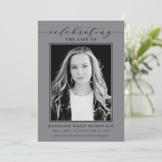 ELEGANTE FOTO VIERING VAN HET LEVEN MEMORIAL BEGRA KAART (Staand voorkant)