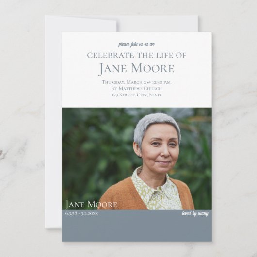 Elegante foto Viering van het Leven Uitnodiging (Voorkant)