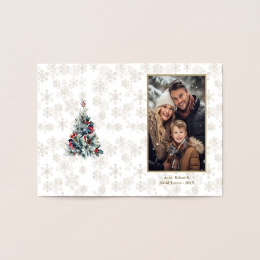 Elegante foto Vrolijk Kerstfeest Gelukkig Nieuwjaa Folie Kaarten (Binnen)