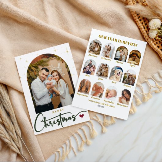 Elegante foto Vrolijk kerstjaar in de Review Feestdagenkaart