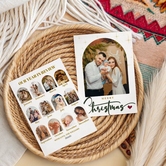 Elegante foto Vrolijk kerstjaar in de Review Feestdagenkaart