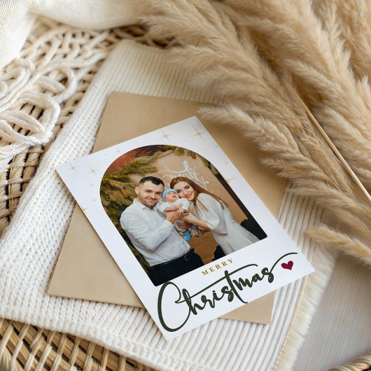 Elegante foto Vrolijk kerstjaar in de Review Feestdagenkaart