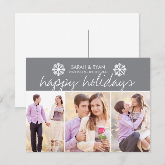 Elegante foto vrolijke feestdagen grijze streep an (Voorkant / Achterkant)