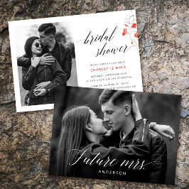 Elegante foto Waterverf Flowers Vrijgezellenfeest Kaart