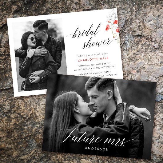 Elegante foto Waterverf Flowers Vrijgezellenfeest Kaart