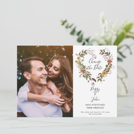 Elegante foto Wijzigingsdatum Uitgesteld Geannulee Kaart (Staand voorkant)