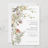 Elegante foto Wildflower Boho bruiloft Kaart (Voorkant)