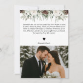 Elegante foto Winter Pine bruiloft Bedankkaart (Achterkant)