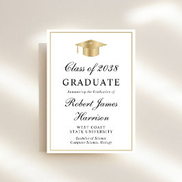 Elegante Foto Wit Goud Afstudeerfeest Kaart