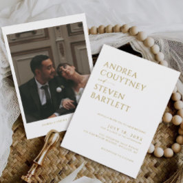 Elegante Foto Witte Champagne Boho Neutraal Huweli Kaart