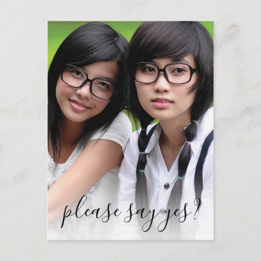 Elegante foto word jij mijn bruidsmeisje uitnodiging briefkaart (Voorkant)