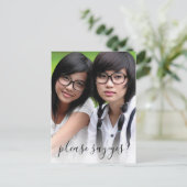 Elegante foto word jij mijn bruidsmeisje uitnodiging briefkaart (Staand voorkant)