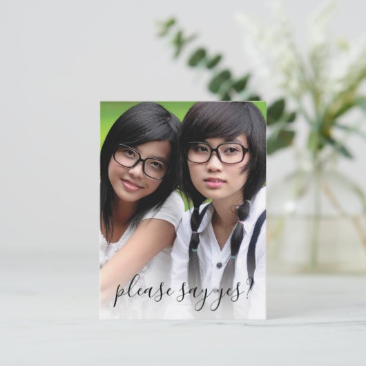 Elegante foto word jij mijn bruidsmeisje uitnodiging briefkaart (Staand voorkant)