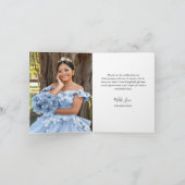 Elegante foto Zilver Babyblauwe Vlinder Vouwkaart Bedankkaart (Binnen)