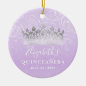 Elegante foto Zilver en licht Paarse Quinceanera Keramisch Ornament (Voorkant)