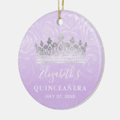 Elegante foto Zilver en licht Paarse Quinceanera Keramisch Ornament (Links)