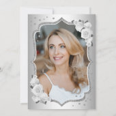 Elegante foto Zilver Zwart Wit 50ste Verjaardag Kaart (Achterkant)