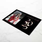 Elegante Foto Zwart 2025 Afstudeerfeest Folie Uitnodiging (Gedraaid)