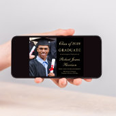 Elegante foto Zwart Goud College Afstuderen Aankondiging