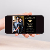 Elegante foto Zwart Goud College Afstuderen Aankondiging