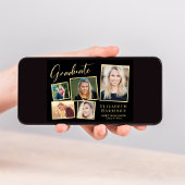 Elegante foto Zwart Goud Graduation Party Kaart