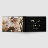 Elegante foto zwart goud modern minimalistisch gastenboek (Volledig)