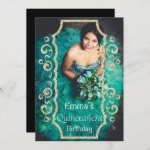 Elegante foto zwart goud quinceañera verjaardag