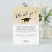Elegante foto Zwart Goud Script Graduation Party Bedankkaart (Staand voorkant)