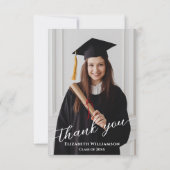 Elegante foto Zwart Goud Script Graduation Party Bedankkaart (Achterkant)