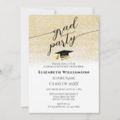 Elegante foto Zwart Goud Script Graduation Party Kaart (Voorkant)