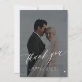 Elegante foto zwart wit bruiloft bedankkaart kaart (Voorkant)