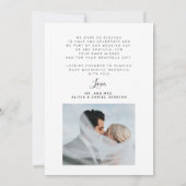 Elegante foto zwart wit bruiloft bedankkaart kaart (Achterkant)