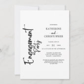 Elegante foto zwart-wit verlovingsfeest kaart (Voorkant)