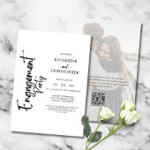 Elegante foto zwart-wit verlovingsfeest kaart