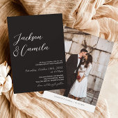 Elegante foto zwarte bruiloft kaart