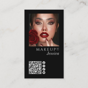 Elegante foto Zwarte QR-code sociale pictogrammen Visitekaartje